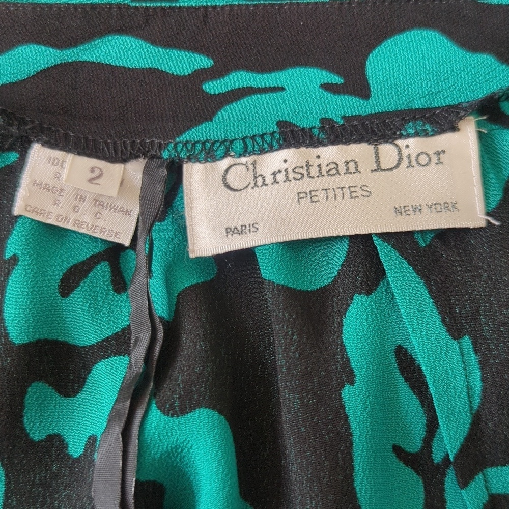 Vintage Christian Dior Black & Teal Floral Skirt - Picture 3 of 5